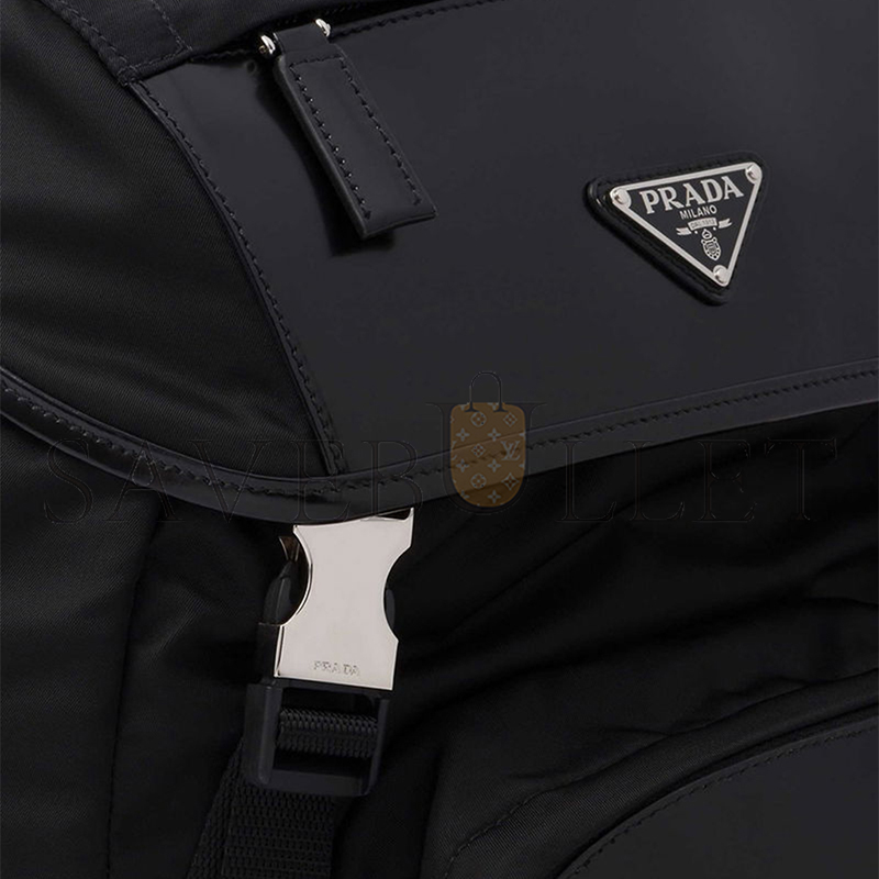 PRADA RECYCLED-NYLON AND LEATHER BACKPACK 2VZ135 (45*27*17cm) 